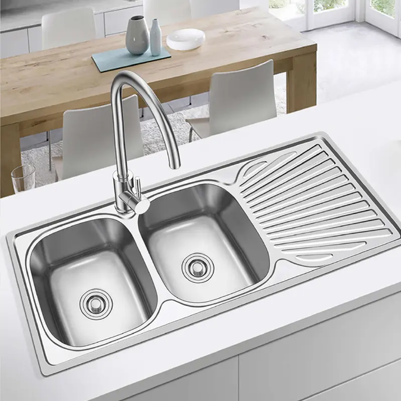 12050B_A Pressed Sink Double Bowl