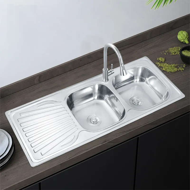 12050B_A Pressed Sink Double Bowl