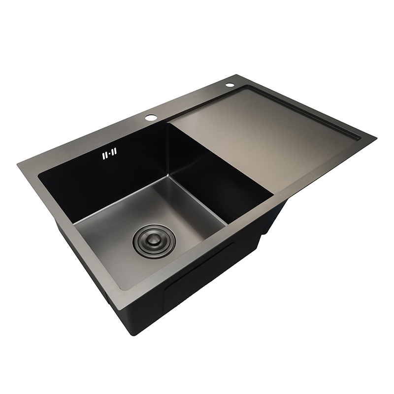Drop in Single Bowl with Drainboard Black
