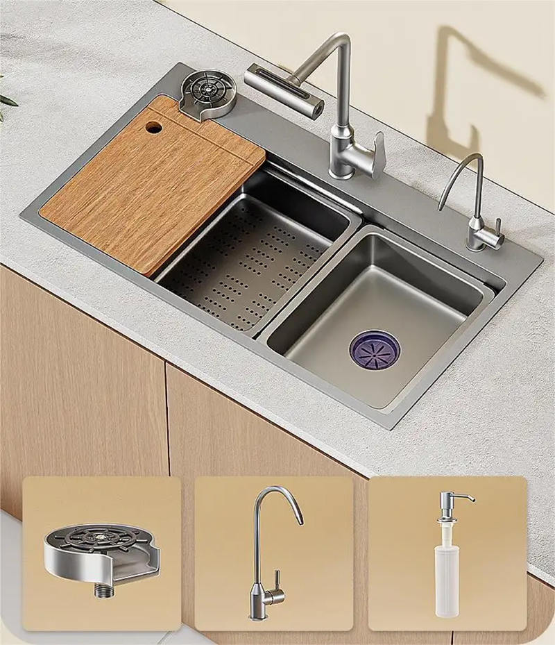 drop in big bowl kitchen sink with workstation (3)