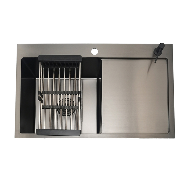 Drop in Single Bowl with Drainboard Black