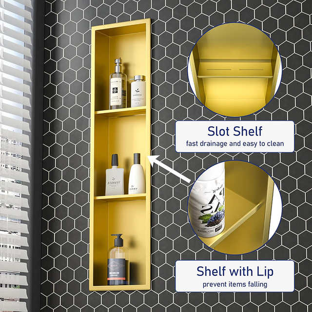 stainless steel wall niche 8⧹＂× 36⧹＂ Gold_4